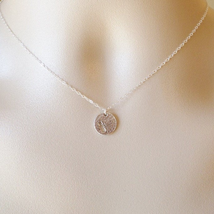 Bug Necklace - Silver Disc Necklace, Ant Disc Charm Necklace, Ant Necklace - Silver Ant Necklace - Mothers Day Gift