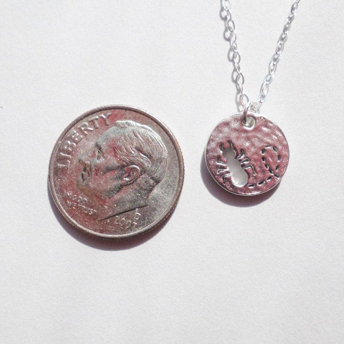 Bug Necklace - Silver Disc Necklace, Ant Disc Charm Necklace, Ant Necklace - Silver Ant Necklace - Mothers Day Gift