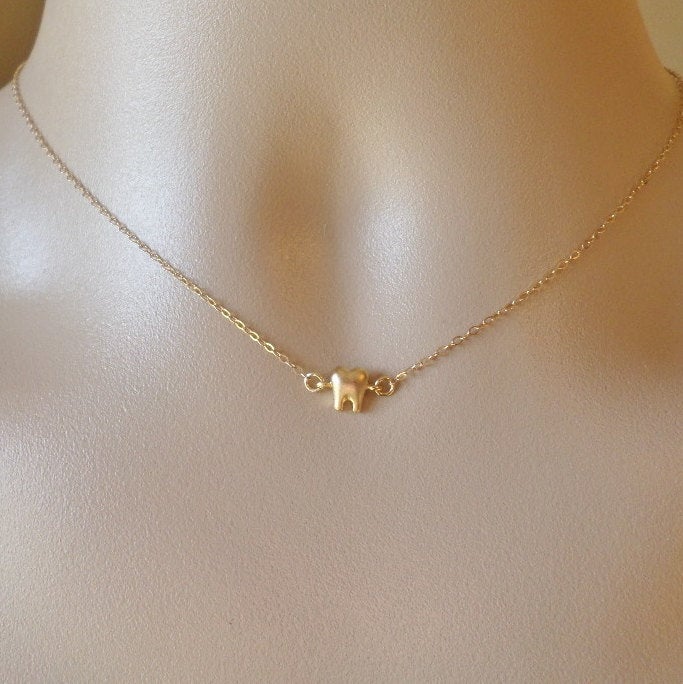 Gold Tooth Necklace - Silver Tooth Necklace - Dental Jewelry - Tiny Gold Tooth Necklace - Dentist Necklace - Christmas Gift Ideas