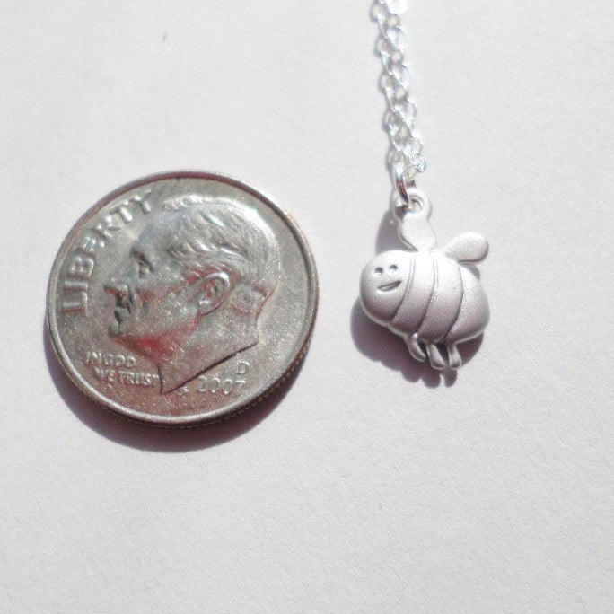 Bee Necklace - Silver Happy Bee Necklace - Super Tiny Silver Bee Necklace - Mothers Day Gift