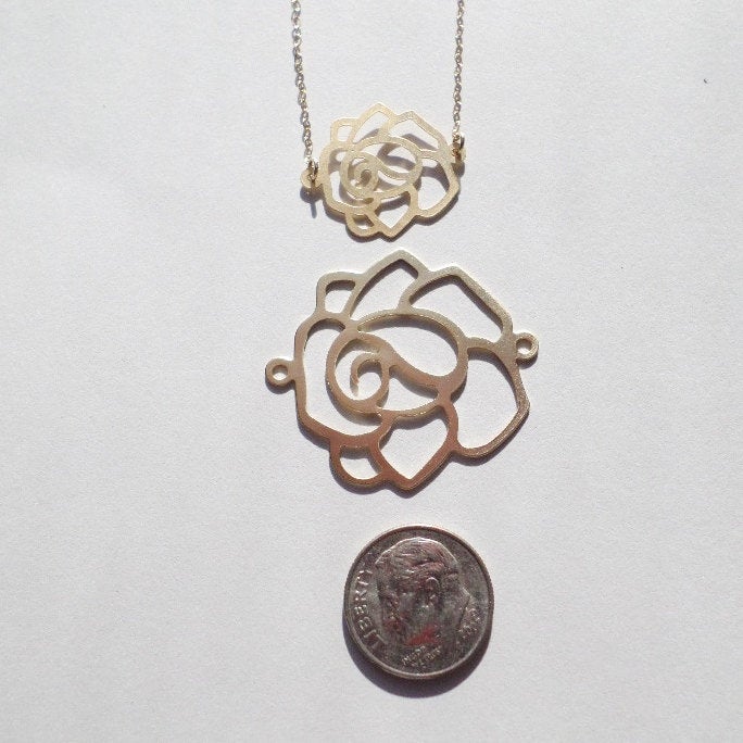 Rose Necklace - Gold Rose Connector Necklace - Small or Large Rose Necklace- Gold Necklace - Gold Flower Jewelry - Christmas Gift