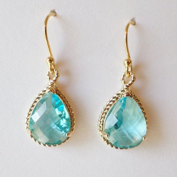 Aquamarine and Gold Earrings