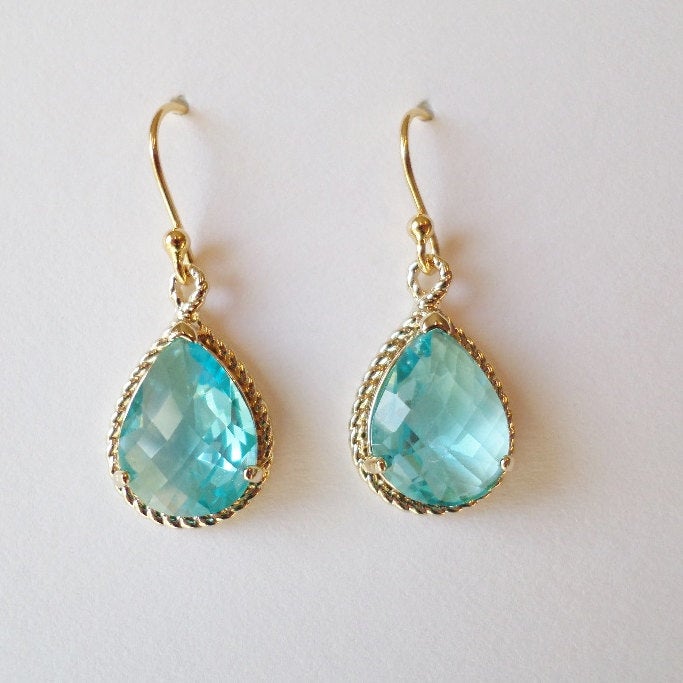 Aquamarine and Gold Earrings