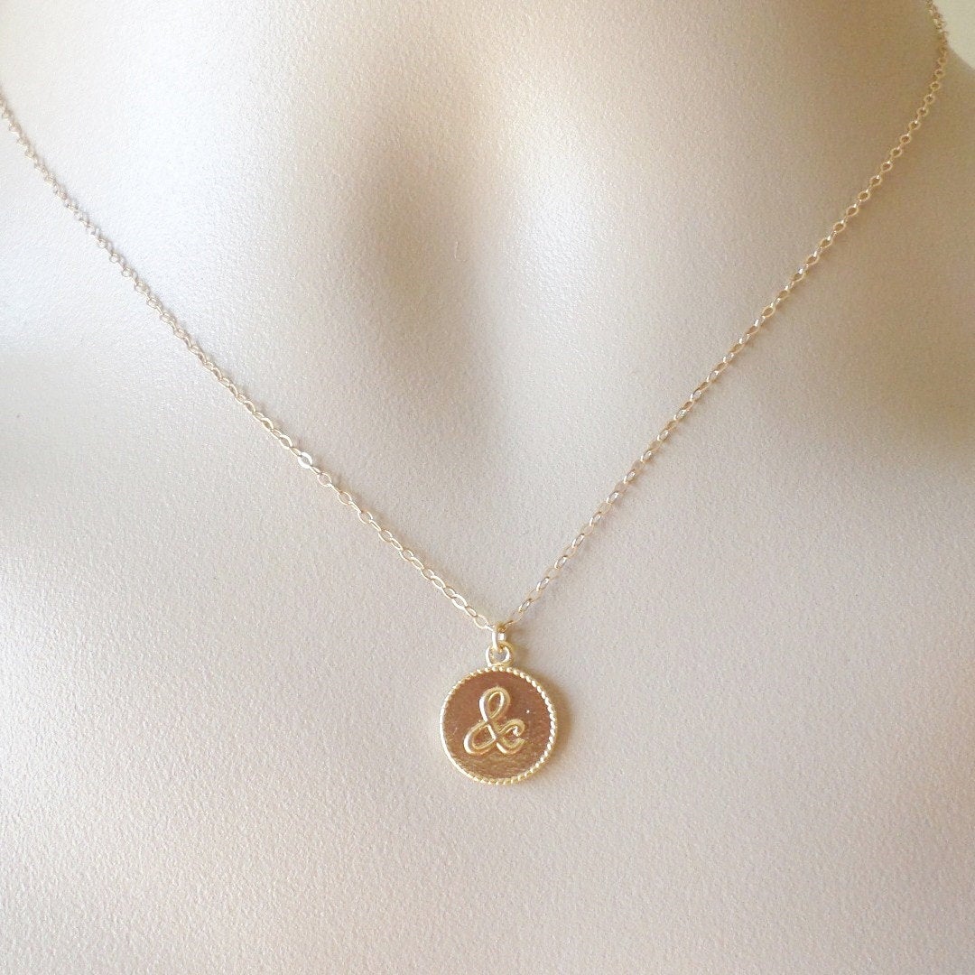 Gold & Necklace - Ampersand Necklace - Gold Punctuation Necklace - Tiny Charm Necklace - Personalized Necklace -Christmas Gift