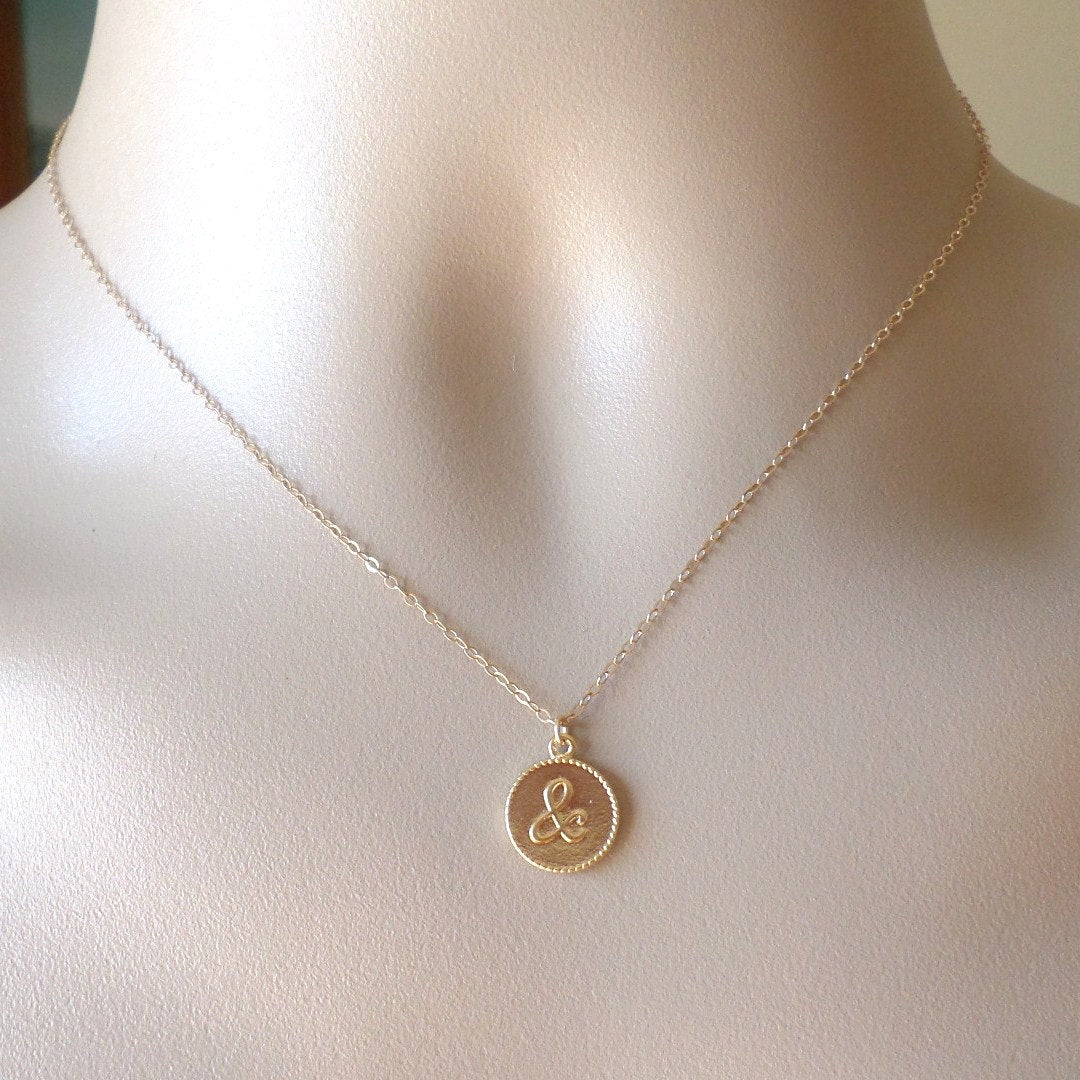 Gold & Necklace - Ampersand Necklace - Gold Punctuation Necklace - Tiny Charm Necklace - Personalized Necklace -Christmas Gift