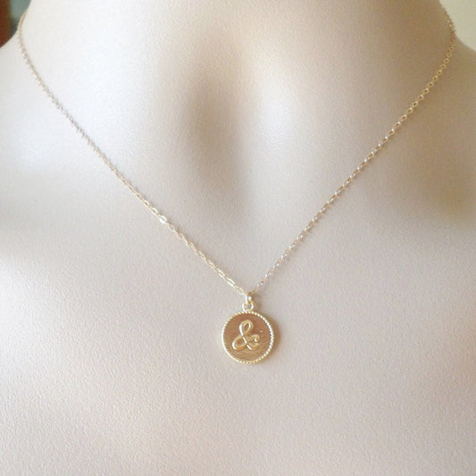 Gold & Necklace - Ampersand Necklace - Gold Punctuation Necklace - Tiny Charm Necklace - Personalized Necklace -Christmas Gift