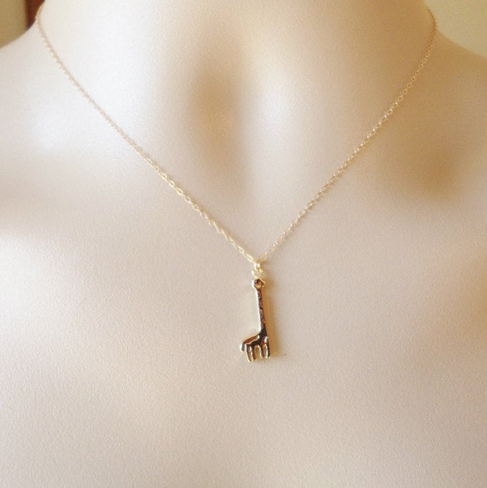 Giraffe Necklace - Tiny Gold Necklace - Tiny Gold Giraffe Necklace - Animal Jewelry - Christmas Gift