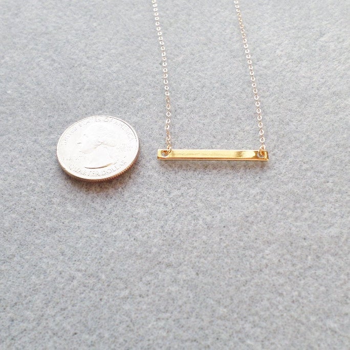 Gold Bar Necklace - Gold Square Bar Necklace, Gold Filled Necklace, bridesmaid gifts, gold, yellow, Wedding, Christma