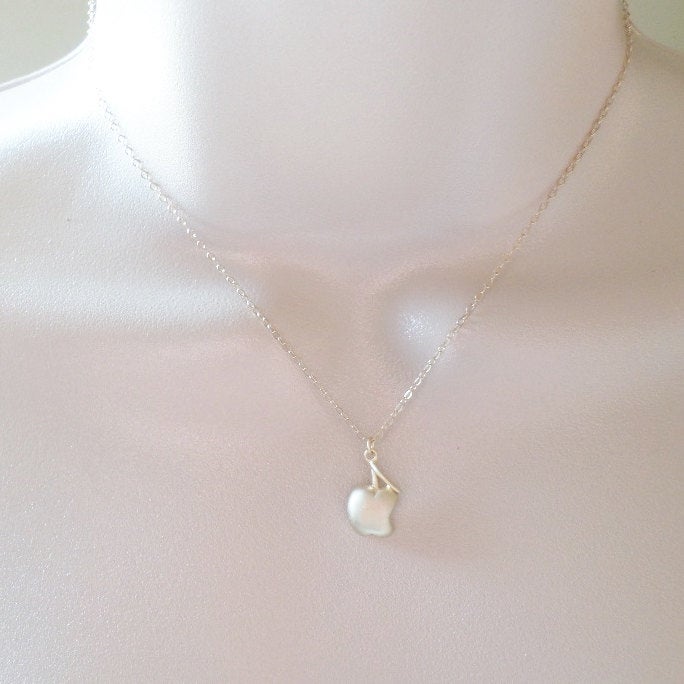 Apple Necklace - Gold Apple Necklace - Teacher Gift - Tiny Apple Necklace - Christmas Gift