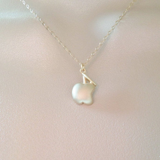 Apple Necklace - Gold Apple Necklace - Teacher Gift - Tiny Apple Necklace - Christmas Gift