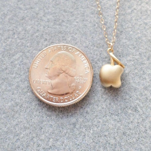 Apple Necklace - Gold Apple Necklace - Teacher Gift - Tiny Apple Necklace - Christmas Gift