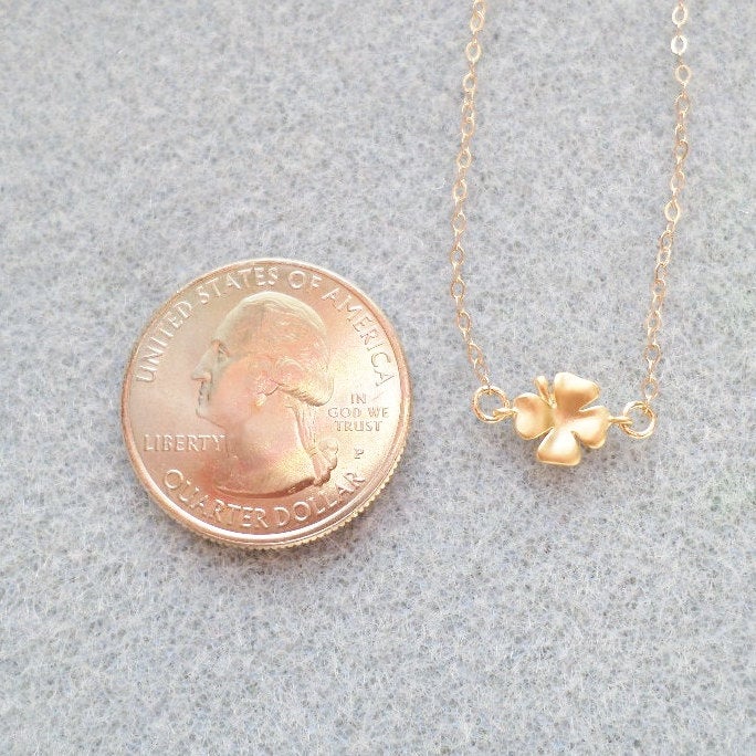 Gold Clover Necklace - Tiny Gold Clover Necklace - Four leaf clover jewelry - Good Luck Necklace - Christmas Gift