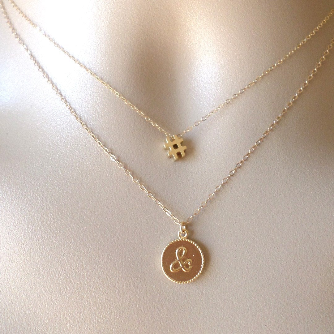 Gold # Necklace - Number Sign Necklace - Gold Pound Necklace - Tiny Charm Necklace - Personalized Necklace -Christmas Gift