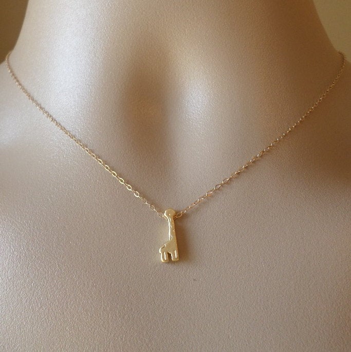 Gold Giraffe Necklace - Tiny Gold Necklace - Tiny Gold Giraffe Necklace - Animal Jewelry - Christmas Gift