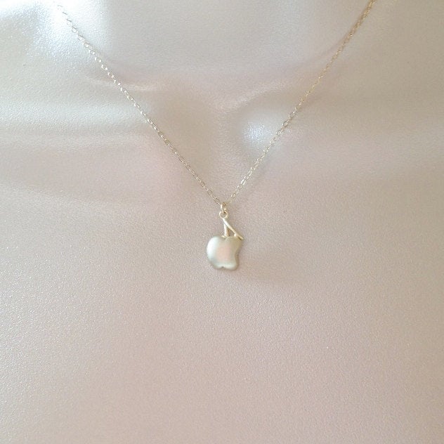 Apple Necklace - Gold Apple Necklace - Teacher Gift - Tiny Apple Necklace - Christmas Gift