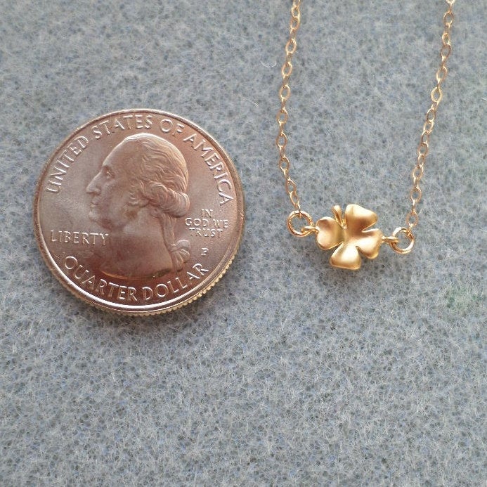 Gold Clover Necklace - Tiny Gold Clover Necklace - Four leaf clover jewelry - Good Luck Necklace - Christmas Gift