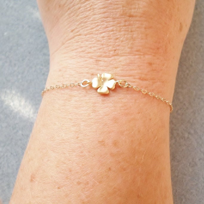 Gold Clover Necklace - Tiny Gold Clover Necklace - Four leaf clover jewelry - Good Luck Necklace - Christmas Gift