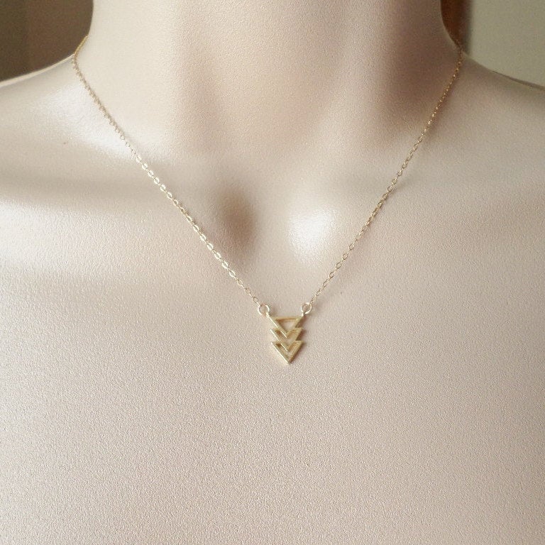 Triangle Necklace, Gold necklace, geometric triangle necklace, gold triangle, geometric jewelry, celebrity necklace, bridesmaid gifts