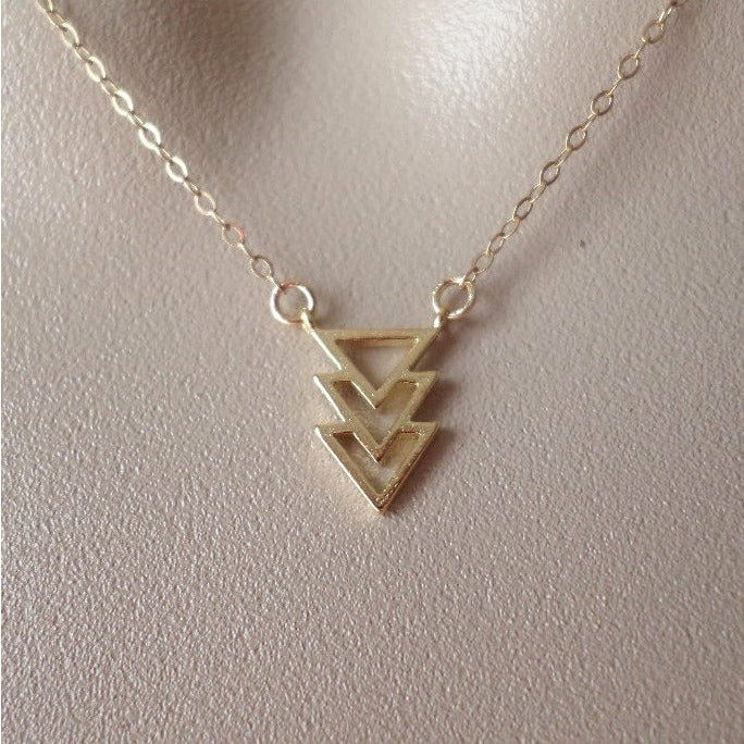 Triangle Necklace, Gold necklace, geometric triangle necklace, gold triangle, geometric jewelry, celebrity necklace, bridesmaid gifts