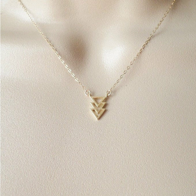 Triangle Necklace, Gold necklace, geometric triangle necklace, gold triangle, geometric jewelry, celebrity necklace, bridesmaid gifts