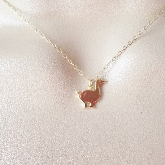 Duck Necklace, Goose Necklace, Tiny Gold Duck Necklace, Gold Goose Necklace, Animal Jewelry, Bird Necklace, Bird Jewelry, Christmas Gift