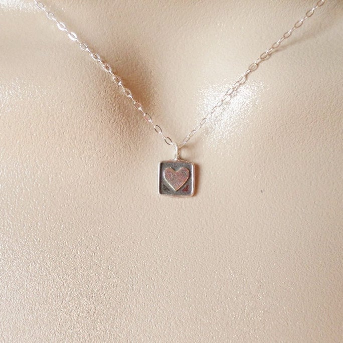 Silver Heart Necklace - Tiny Sterling Heart Necklace - Sterling Silver Heart Necklace - Silver Jewelry - Bridal, Weddings,Bridesmaid Gifts -