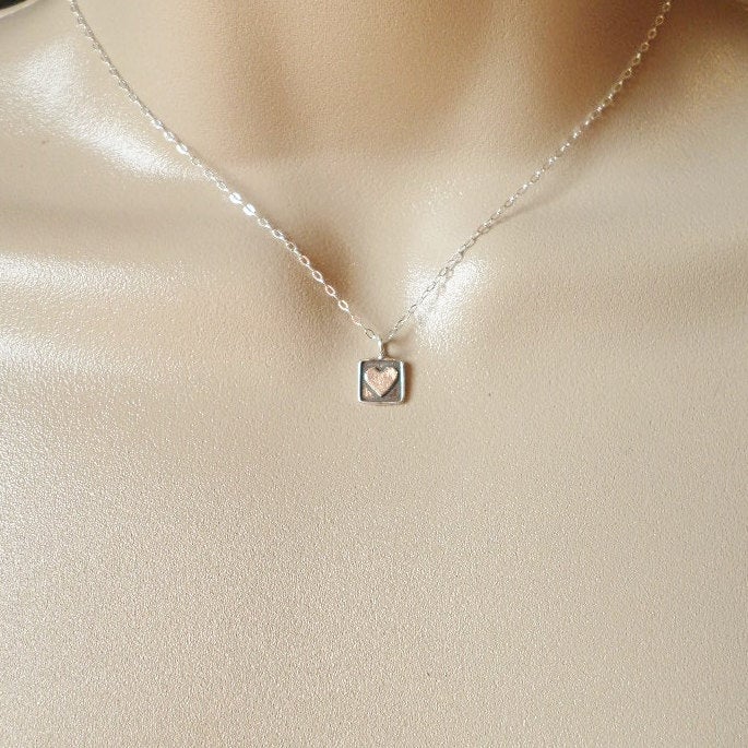 Silver Heart Necklace - Tiny Sterling Heart Necklace - Sterling Silver Heart Necklace - Silver Jewelry - Bridal, Weddings,Bridesmaid Gifts -