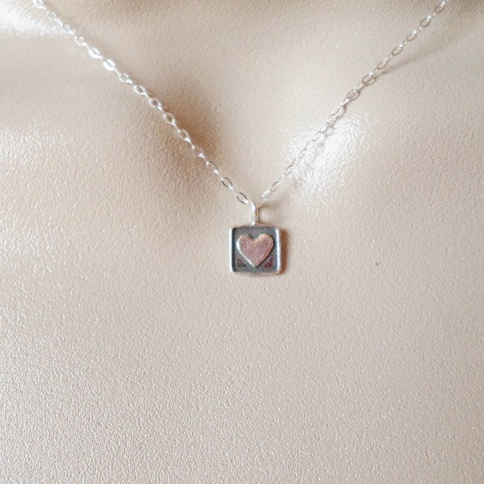 Silver Heart Necklace - Tiny Sterling Heart Necklace - Sterling Silver Heart Necklace - Silver Jewelry - Bridal, Weddings,Bridesmaid Gifts -