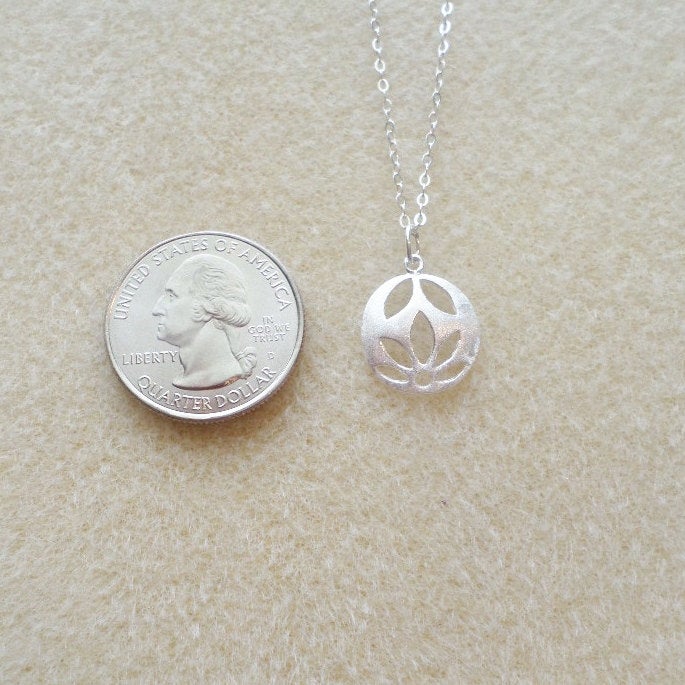 Silver Lotus Necklace - Tiny Silver Lotus Flower Necklace, Sterling Silver Necklace, 925 Sterling Silver, Lotus Flower - Christmas Gift