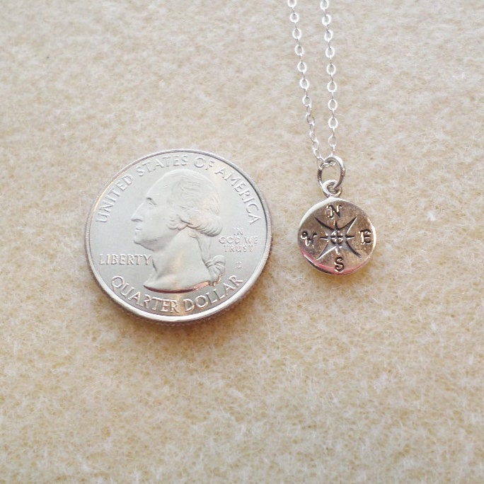 Sterling Silver Compass Necklace