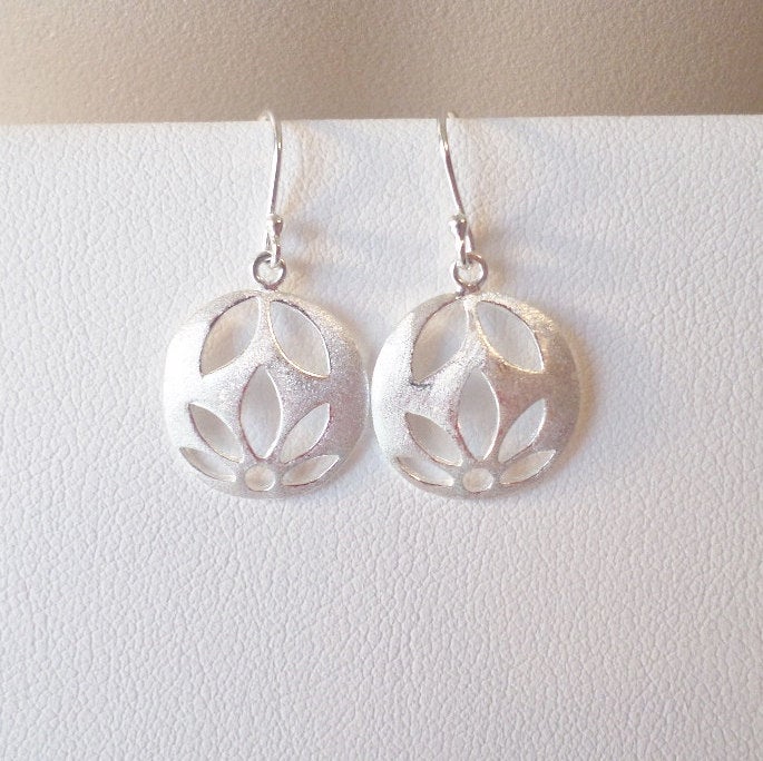 Sterling Silver Earrings - Sterling Silver Satin Lotus Flower Earrings - Silver Earrings - Bridesmaid Gifts - Wedding - Christmas Gift