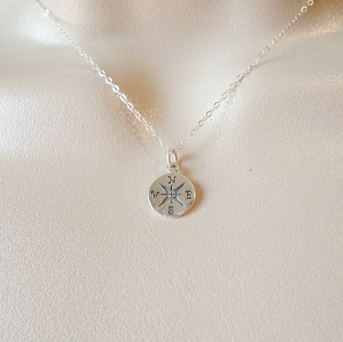 Sterling Silver Compass Necklace