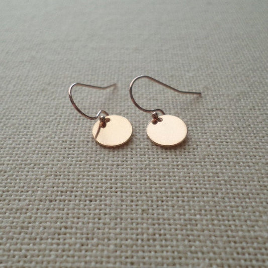 Rose Gold Earrings - 14k Rose Gold Filled Disk Earrings - Rose Gold Jewelry - Bridesmaid Gifts - Wedding - Mothers Day - Valentines Day