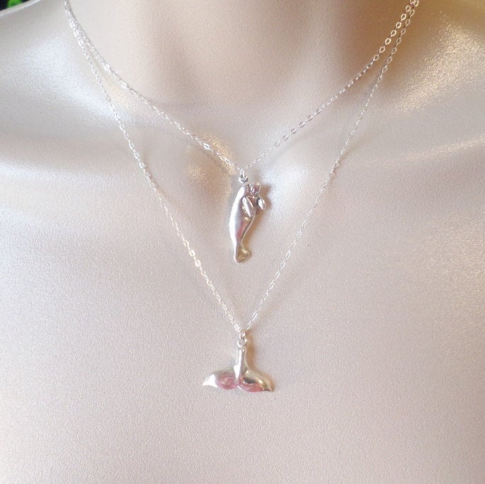 Sterling Silver Manatee Necklace - Sterling Silver Necklace - Nautical Jewelry - Nautical Necklace - Manatee Necklace - Valentines Day