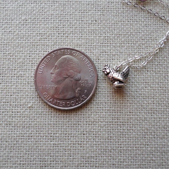 Silver Chicken Necklace - French Hen Necklace - Animal Necklace - Sterling Silver Necklace - Farm Animals - Mothers Day Gift - Easter Gift