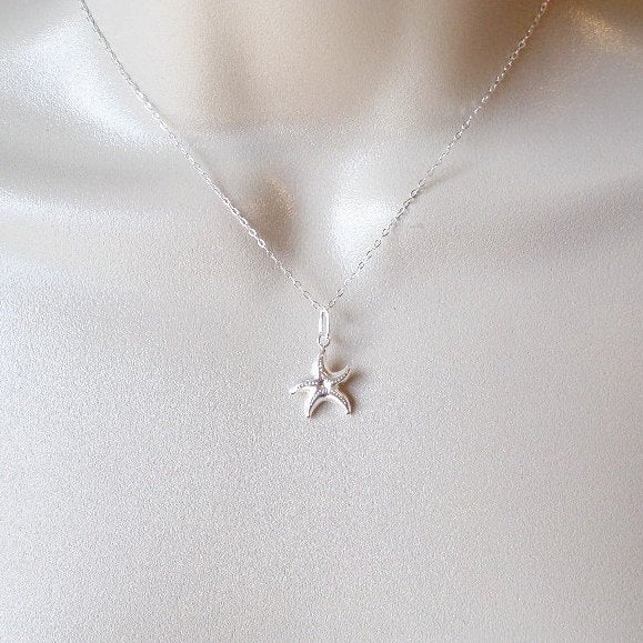 Starfish Necklace, Nautical Necklace, Silver Starfish Necklace, Sterling Silver Necklace, Nautical Jewelry, Christmas Gift, Mothers Day Gift