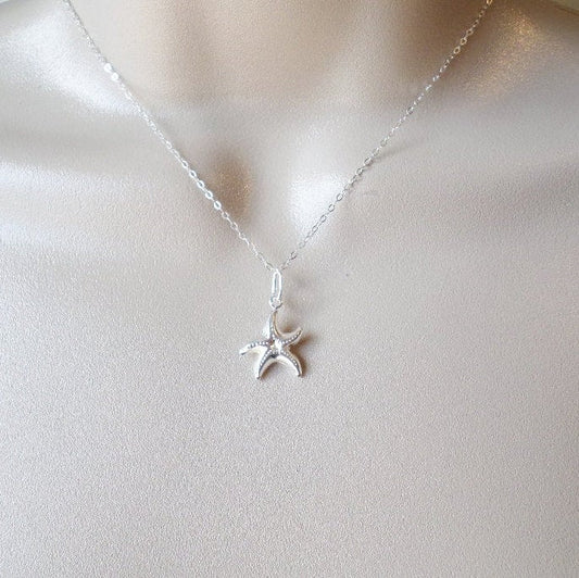 Starfish Necklace, Nautical Necklace, Silver Starfish Necklace, Sterling Silver Necklace, Nautical Jewelry, Christmas Gift, Mothers Day Gift