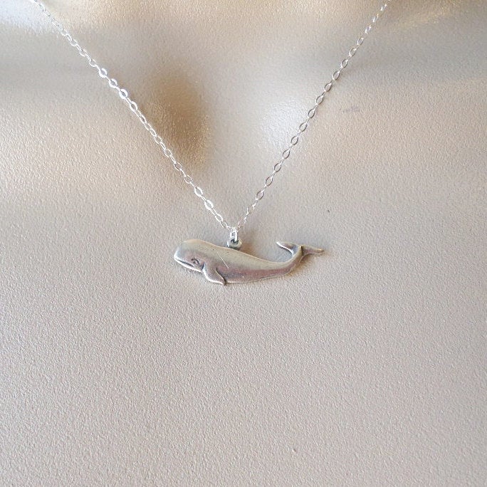 Whale Necklace, Nautical Necklace, Silver Whale Necklace, Sterling Silver Necklace, Nautical Jewelry, Christmas Gift, Mothers Day Gift