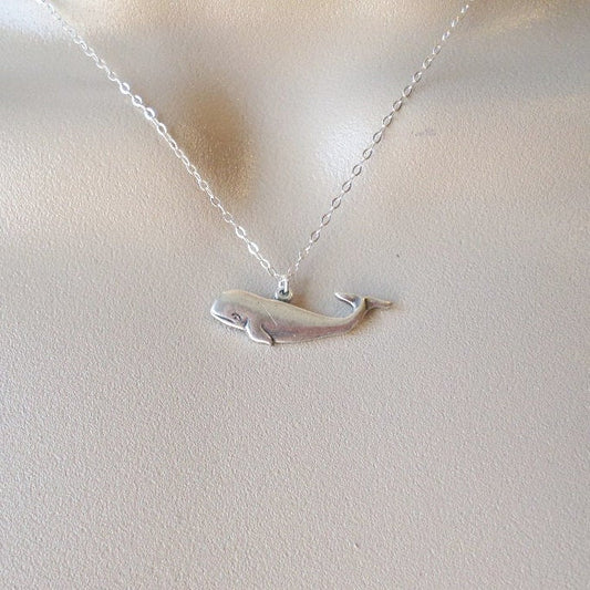 Whale Necklace, Nautical Necklace, Silver Whale Necklace, Sterling Silver Necklace, Nautical Jewelry, Christmas Gift, Mothers Day Gift