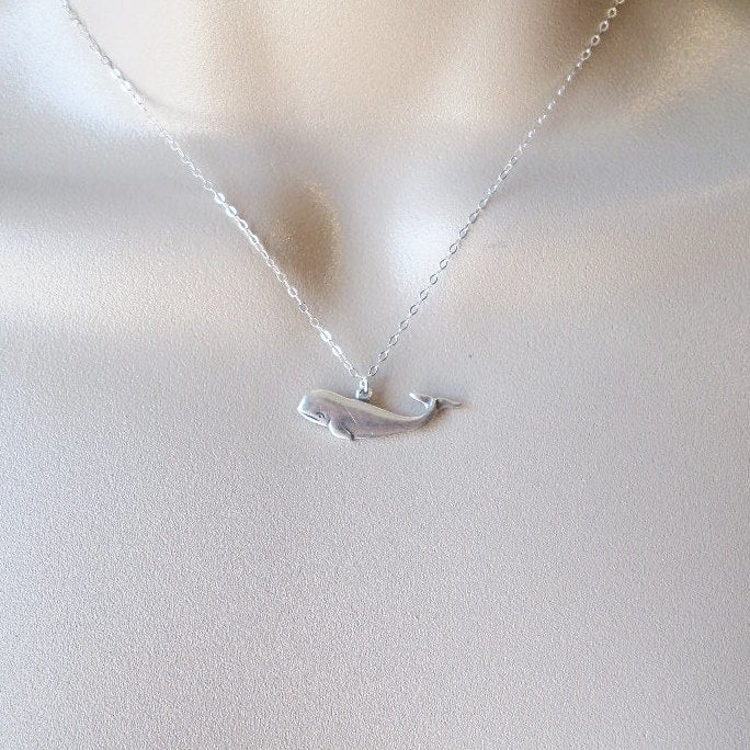 Whale Necklace, Nautical Necklace, Silver Whale Necklace, Sterling Silver Necklace, Nautical Jewelry, Christmas Gift, Mothers Day Gift