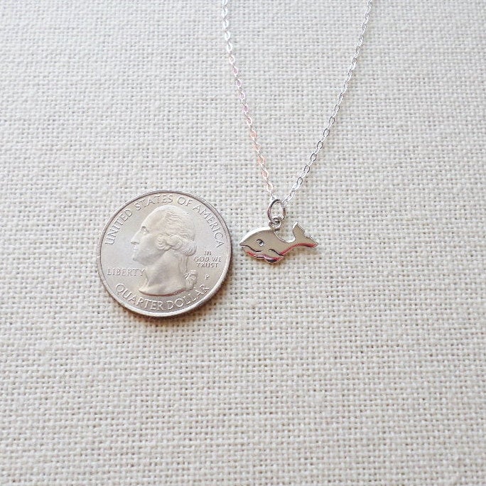 Silver Whale Necklace, Tiny Whale Necklace, Tiny Sterling Silver Whale, Nautical Jewelry, Nautical Necklace, Weddings, Mothers Day Gift