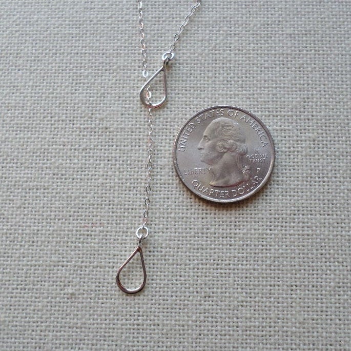 Lariat Necklace, Silver Lariat Necklace, Sterling Silver Lariat Teardrop Necklace, Bridesmaid Gifts, Weddings, Bridal, Christmas Gift