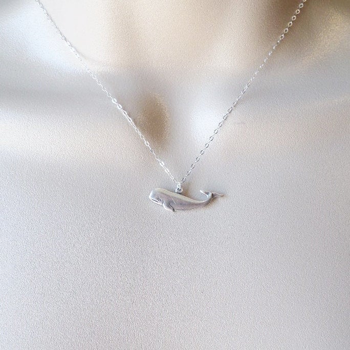 Whale Necklace, Nautical Necklace, Silver Whale Necklace, Sterling Silver Necklace, Nautical Jewelry, Christmas Gift, Mothers Day Gift