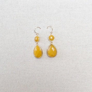 Yellow Earrings - Mustard yellow Earrings - Framed stone earrings - Drop Earrings - Gold Earrings - Bridal - Weddings - Mothers Day Gifts