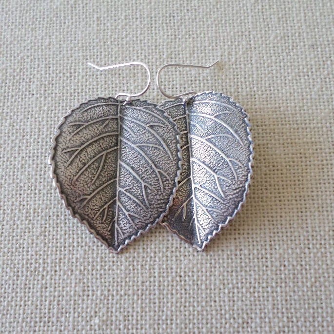 Leaf Earrings - Silver Leaf Earrings - Dangle Leaf Earrings - Sterling Silver Leaf Earrings - Fall Jewelry - Christmas Gifts - Long Earrings