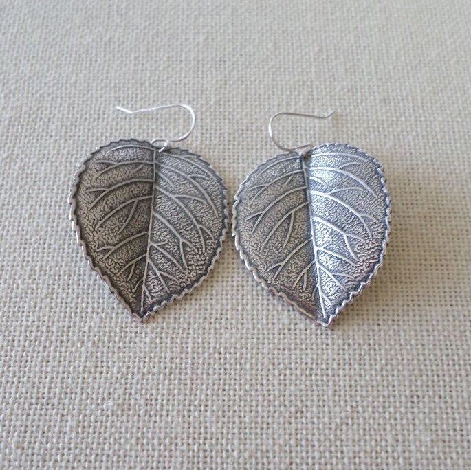 Leaf Earrings - Silver Leaf Earrings - Dangle Leaf Earrings - Sterling Silver Leaf Earrings - Fall Jewelry - Christmas Gifts - Long Earrings