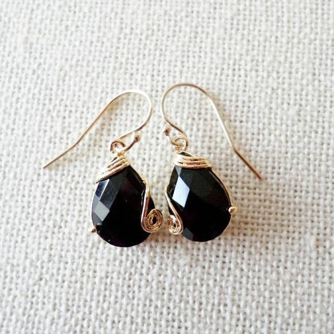 Black and Gold Earrings - Black and Gold Chandelier Earrings - Black Earrings - Gold Earrings - Chandelier Earrings - Christmas Gifts