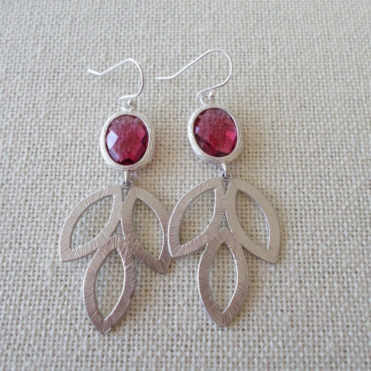 Ruby Earrings, Silver and Ruby Earrings, Birthstone Earrings, Birthstone Jewelry, Red Earrings, Silver Earrings, Mothers Day Gift, Weddings