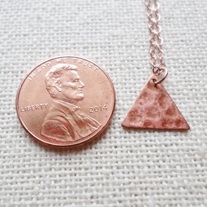 Tiny Hammered Triangle Necklace - Rose Gold Triangle Necklace - Tiny Necklace - Rose Gold Jewelry - Wedding - Mothers Day Gift