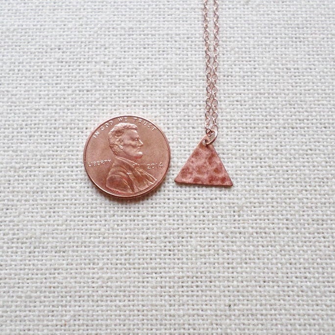 Tiny Hammered Triangle Necklace - Rose Gold Triangle Necklace - Tiny Necklace - Rose Gold Jewelry - Wedding - Mothers Day Gift
